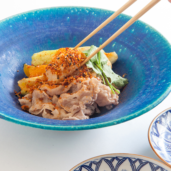 簡単蒸しなすと豚バラのひぃ～ひぃ～おろしポン酢