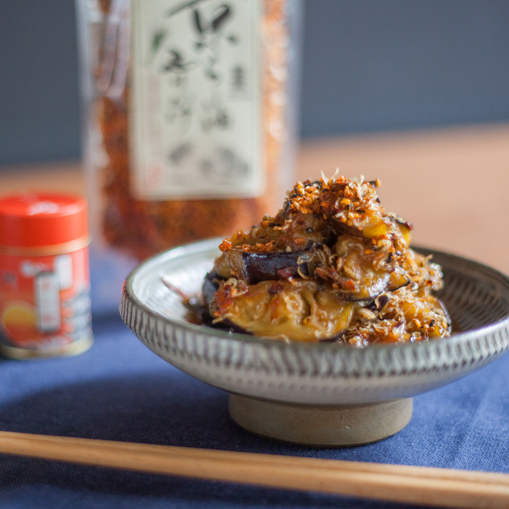 秋茄子とちりめんジャコのピリ辛炒め煮