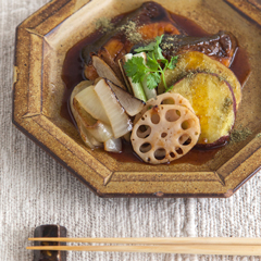 鰤の山椒照り焼きと季節の焼き野菜添え