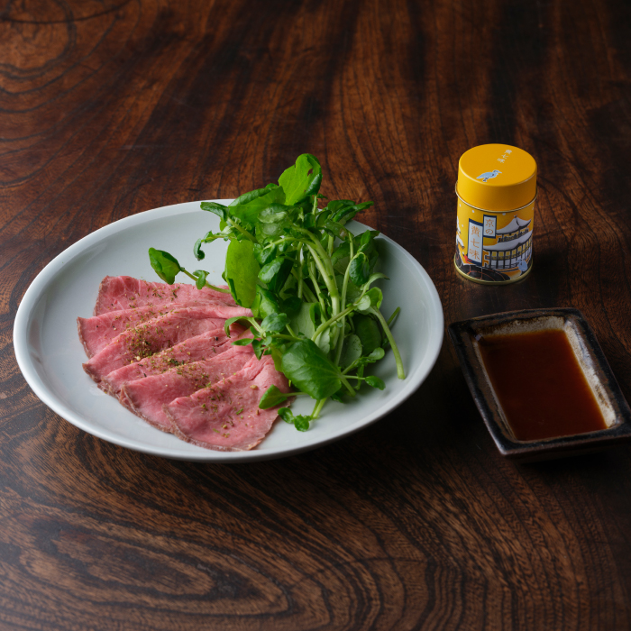 ローストビーフとクレソンのピリポン酢和え